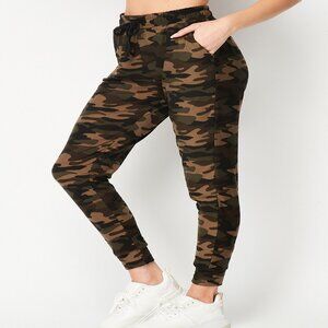 Women's Camouflage Print Drawstring Joggers Pockets Poly/Spandex Size S-XL